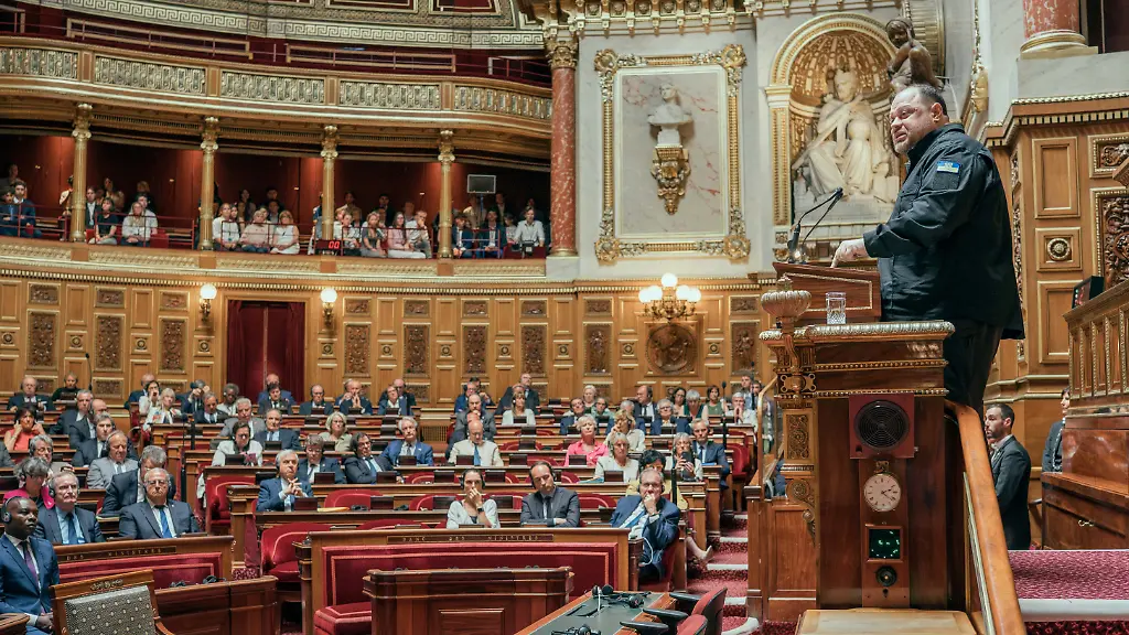 Chairman-of-the-Verkhovna-Rada-of-Ukraine-Ruslan-Stefanchuk-addresses-the-audience-during-a-session-as-part-of-his-visit-at-the-French-Senate-in-Paris-France-on-June-18-2025-Photo-by-Alexis-Jumeau-ABACAPRESS