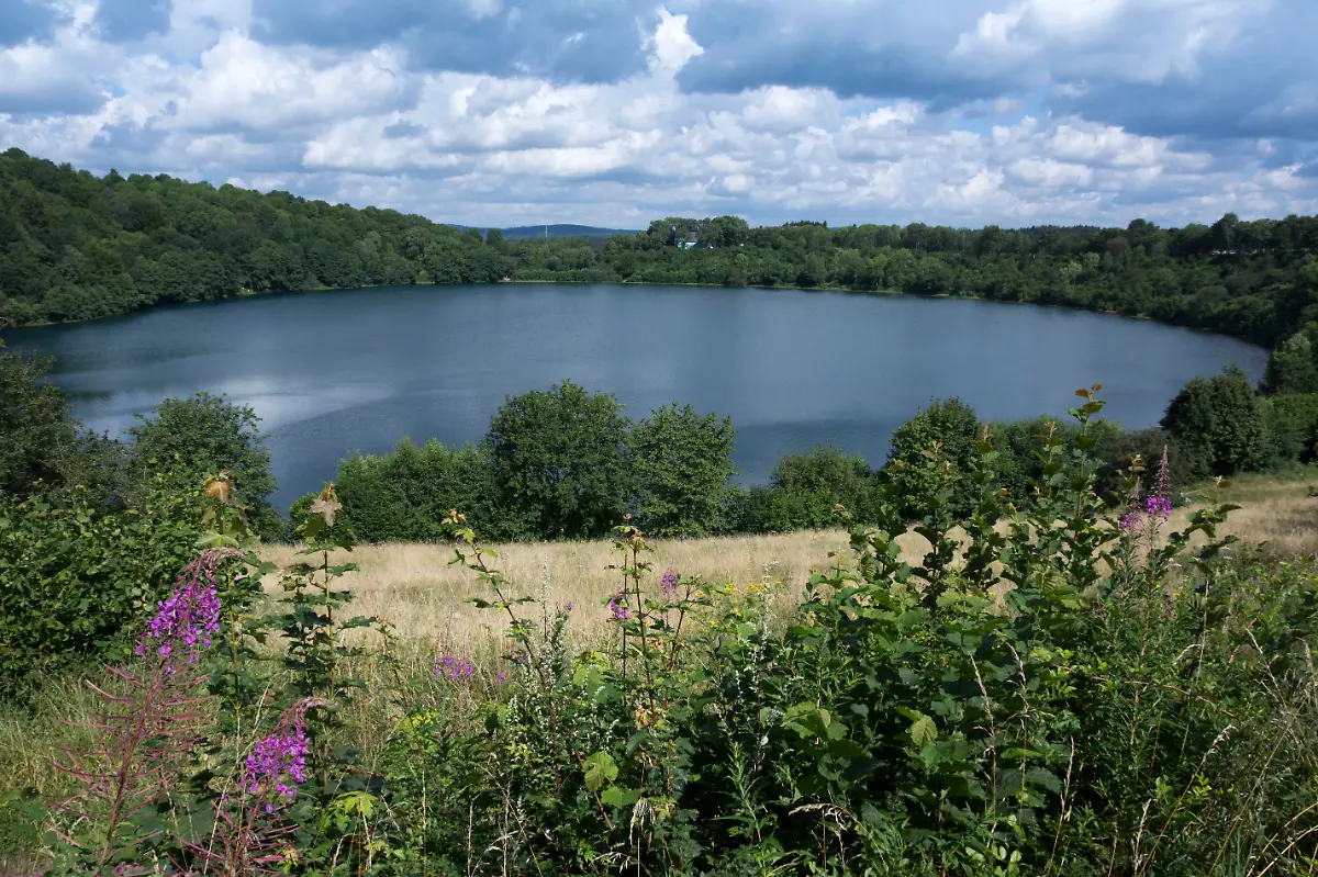 Weinfelder-Maar-auch-Totenmaar-genannt-bei-Daun-Landkreis-Vulkaneifel-Rheinland-Pfalz-Deutschland-Europa