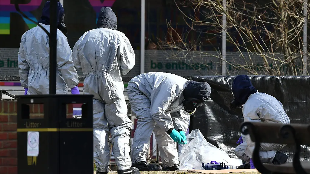 Salisbury-incident-File-photo-dated-16-03-18-of-police-in-protective-suits-working-near-to-the-scene-in-the-Maltings-shopping-centre-in-Salisbury-where-former-Russian-double-agent-Sergei-Skripal-and-his-daughter-Yulia-were-found-critically-ill-by-exposure-to-Novichok-nerve-agent-A-third-Russian-spy-faces-charges-of-attempted-murder-over-the-Salisbury-Novichok-poisonings-Issue-date-Tuesday-September-21-2021-Denis-Sergeev-who-used-the-alias-Sergey-Fedotov-while-in-the-UK-faces-a-string-of-charges-including-trying-to-kill-former-Russian-spy-Sergei-Skripal-his-daughter-Yulia-and-ex-police-officer-Nick-Bailey-See-PA-Story-POLICE-Salisbury