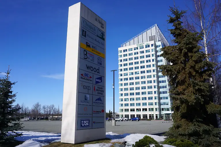 A-view-of-the-midtown-Anchorage-headquarters-of-Hilcorp-Alaska-LLC-a-subsidiary-of-Texas-based-Hilcorp-Energy-Company-in-Alaska-U-S-April-8-2020