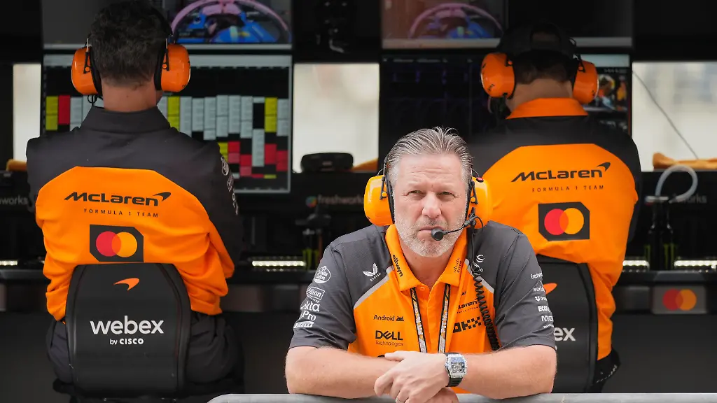McLaren-chief-Zak-Brown-listens-to-radio-during-a-first-practice-for-the-he-Abu-Dhabi-Formula-One-Grand-Prix-in-Abu-Dhabi-United-Arab-Emirates-Friday-Dec-5-2025