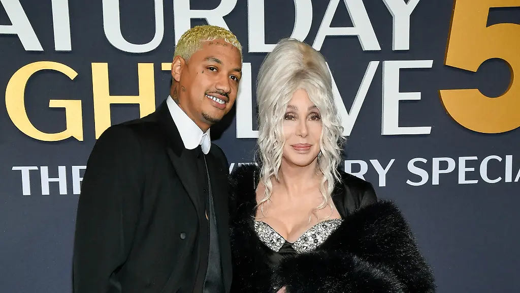 Cher-right-and-Alexander-Edwards-attend-the-SNL50-The-Anniversary-Special-at-Rockefeller-Plaza-on-Sunday-Feb-16-2025-in-New-York