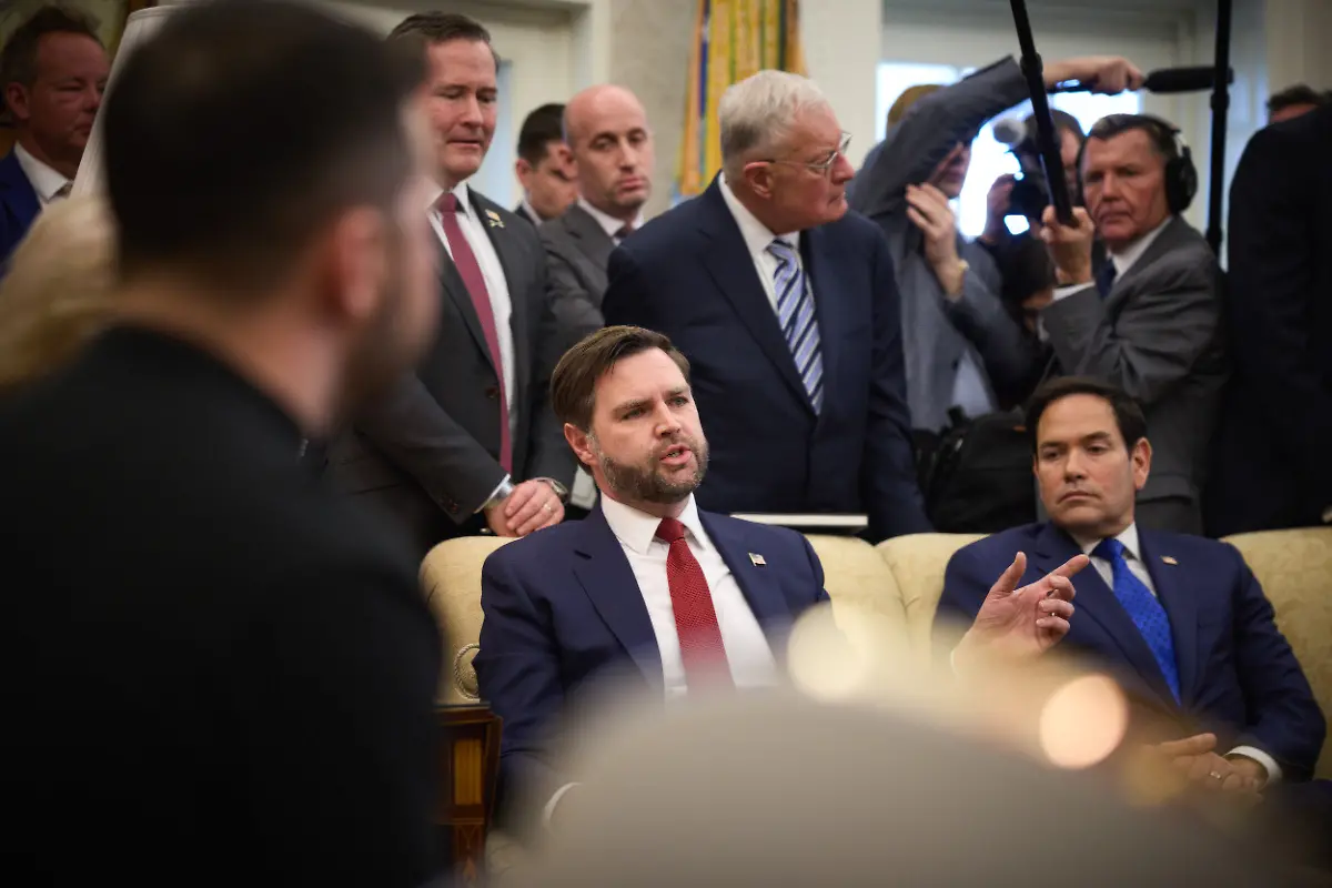 February-28-2025-Washington-Dc-United-States-U-S-Vice-President-JD-Vance-left-remarks-during-a-tense-bilateral-meeting-hosted-by-President-Donald-Trump-with-Ukrainian-President-Volodymyr-Zelenskyy-at-the-Oval-Office-of-the-White-House-February-28-2025-in-Washington-D-C-Vance-turned-the-traditional-Ukraine-alliance-upside-down-siding-with-Russia-against-NATO-and-Europe