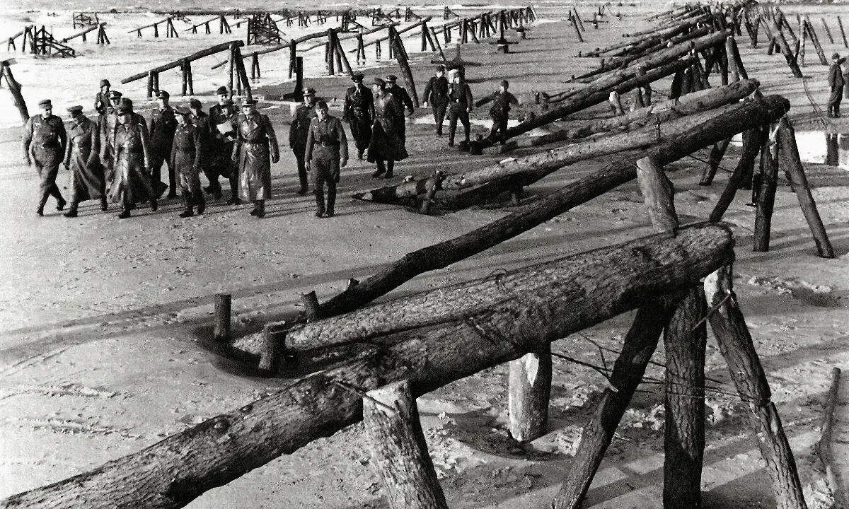 WW-II-historical-war-world-war-second-world-war-operation-Overlord-Overlord-invasion-general-Rommel-Erwin-Rommel-German-officers-examine-coastal-defense-April-1944-Atlantic-Wall-Normandy-France-Europe