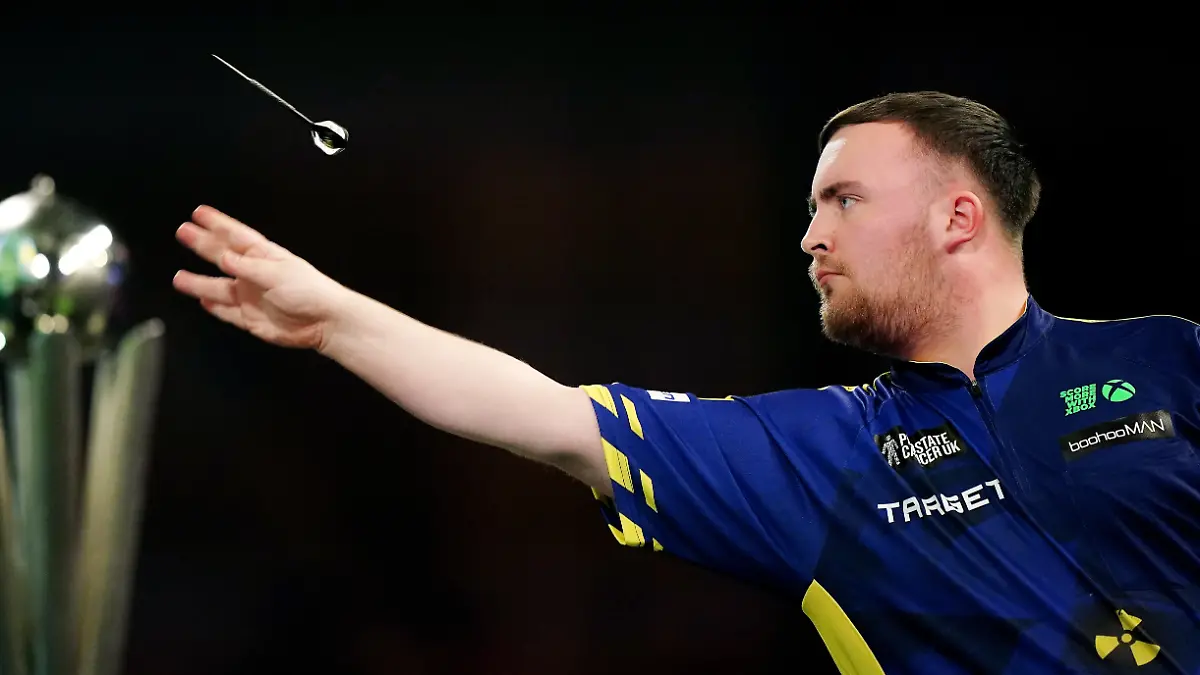 Darts-WM-Finale-Littler-England-van-Gerwen-Niederlande-Luke-Littler-in-Aktion