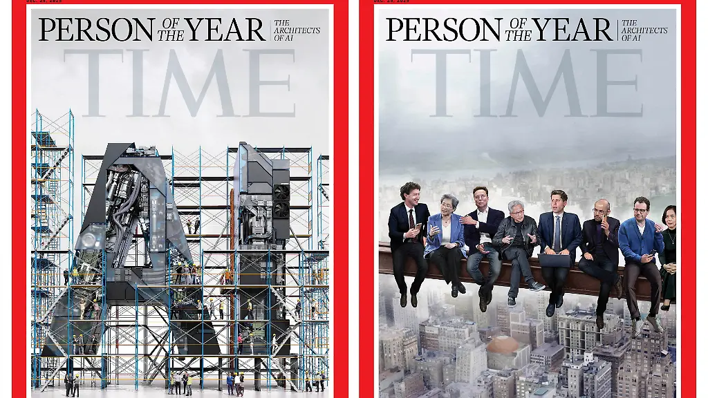The-two-covers-of-Time-magazine-s-2025-Person-of-the-Year-issue-with-an-illustration-by-Peter-Crowther-left-depicting-Jensen-Huang-President-and-CEO-of-Nvidia-Elon-Musk-xAI-Dario-Amodei-CEO-of-Anthropic-Lisa-Su-CEO-of-AMD-Mark-Zuckerberg-CEO-of-Meta-Demis-Hassabis-CEO-of-DeepMind-Technologies-Fei-Fei-Li-Co-Director-of-Stanford-University-s-Human-Centered-AI-Institute-and-CEO-of-World-Labs-and-Sam-Altman-CEO-of-Open-AI-and-a-painting-by-Jason-Seiler-right-depicting-the-same-people-in-this-undated-handout-combination-image-obtained-by-Reuters-on-December-11-2025-TIME-TIME-Person-of-the-Year-Handout-via-REUTERS-THIS-IMAGE-HAS-BEEN-SUPPLIED-BY-A-THIRD-PARTY-MANDATORY-CREDIT-NO-RESALES-NO-ARCHIVES-PLEASE-SHOW-ALL-FOUR-CORNERS-OF-TIME-S-RED-BORDER-AND-DO-NOT-ALTER-IT-IN-ANY-WAY