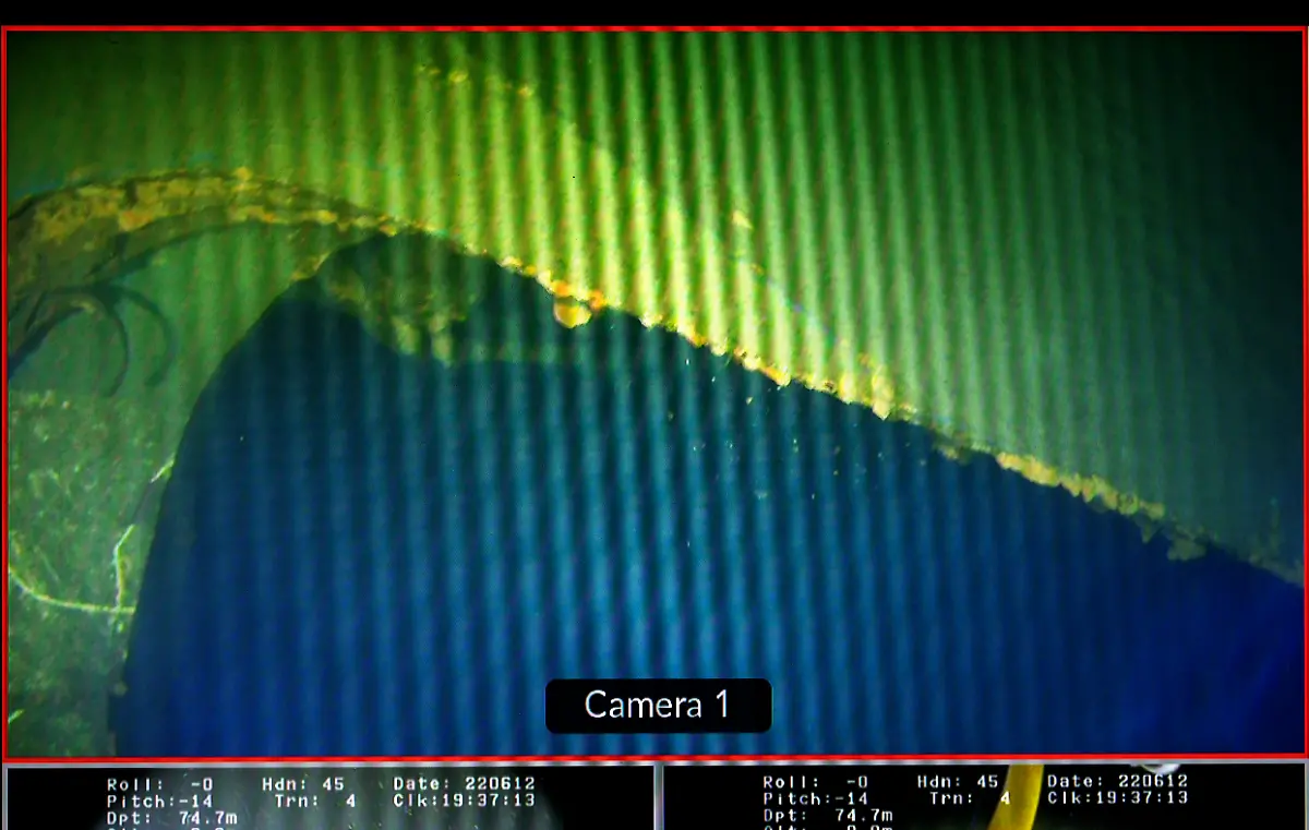 The-new-survey-of-M-S-Estonia-on-board-VOS-Sweet-in-the-Baltic-Sea-continues-on-June-12-2022-A-photogrammetric-survey-is-being-carried-out-using-a-ROV-remotely-operated-vehicle-852-people-died-when-MS-Estonia-sank-on-September-28-1994-during-a-crossing-between-Tallinn-Estonia-and-Stockholm-Sweden-Picture-ROV-images-of-Estonia-s-vehicle-deck