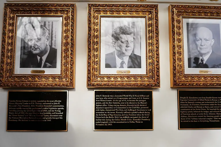 Portraits-of-John-Fitzgerald-Kennedy-Dwight-D-Eisenhower-and-Lyndon-B-Johnson-at-the-Presidential-Walk-of-Fame-at-the-White-House-in-Washington-D-C-U-S-December-17-2025