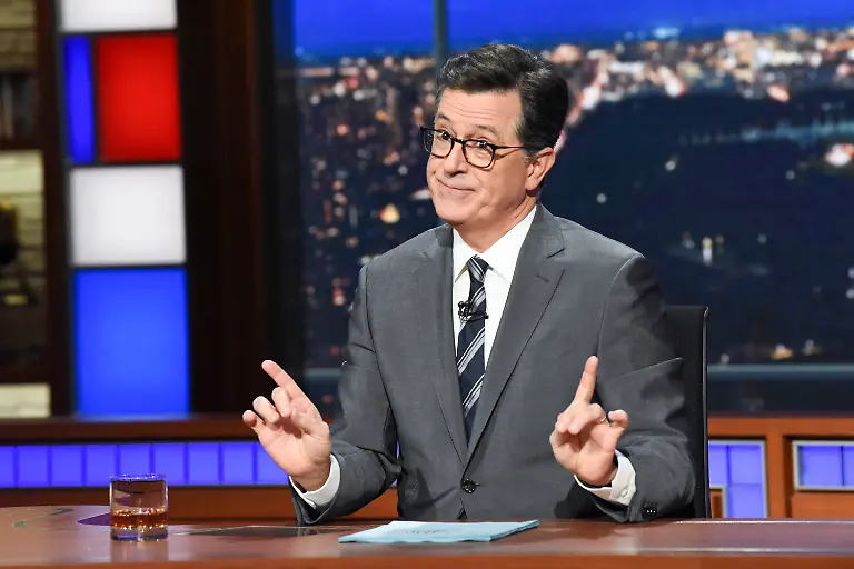 This-Nov-6-2018-photo-released-by-CBS-shows-host-Stephen-Colbert-on-the-set-of-The-Late-Show-with-Stephen-Colbert-in-New-York-A-think-tank-that-has-studied-the-content-of-late-night-comedy-for-the-past-26-years-says-Trump-was-the-butt-of-more-jokes-in-2017-than-any-other-public-figure-has-for-a-single-year-By-a-lot-The-Center-for-Media-and-Public-Affairs-at-George-Mason-University-which-released-a-study-on-Friday-said-the-record-holder-before-that-was-President-Clinton-in-1998-the-year-of-Monica-Lewinsky