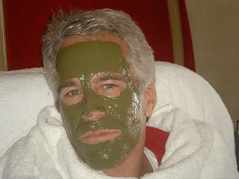 Jeffrey-Epstein-in-a-white-bathrobe-his-face-is-covered-in-a-green-clay-mask-Image-supplied-by-House-Oversight-Committee-via-Capital-Pictures-Editorial-Use-Only-see-Special-Instructions