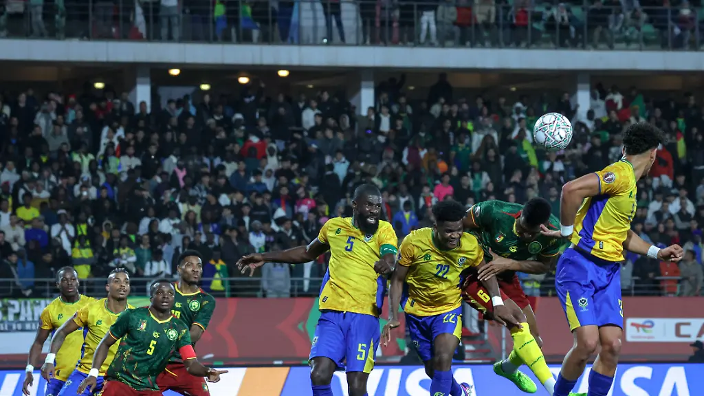Cameroon-vs-Gabon-match-at-the-African-Cup-of-Nations-2025-Group-F-Clash-in-the-air-between-Cameroon-and-Gabon-players-during-the-match-between-Cameroon-vs-Gabon-in-the-African-Cup-of-Nations-2025-Group-F-at-Grand-Stade-D-Agadir-Agadir-Morocco-Agadir-Agadir-Morocco-Copyright-xMohamedxTageldinx
