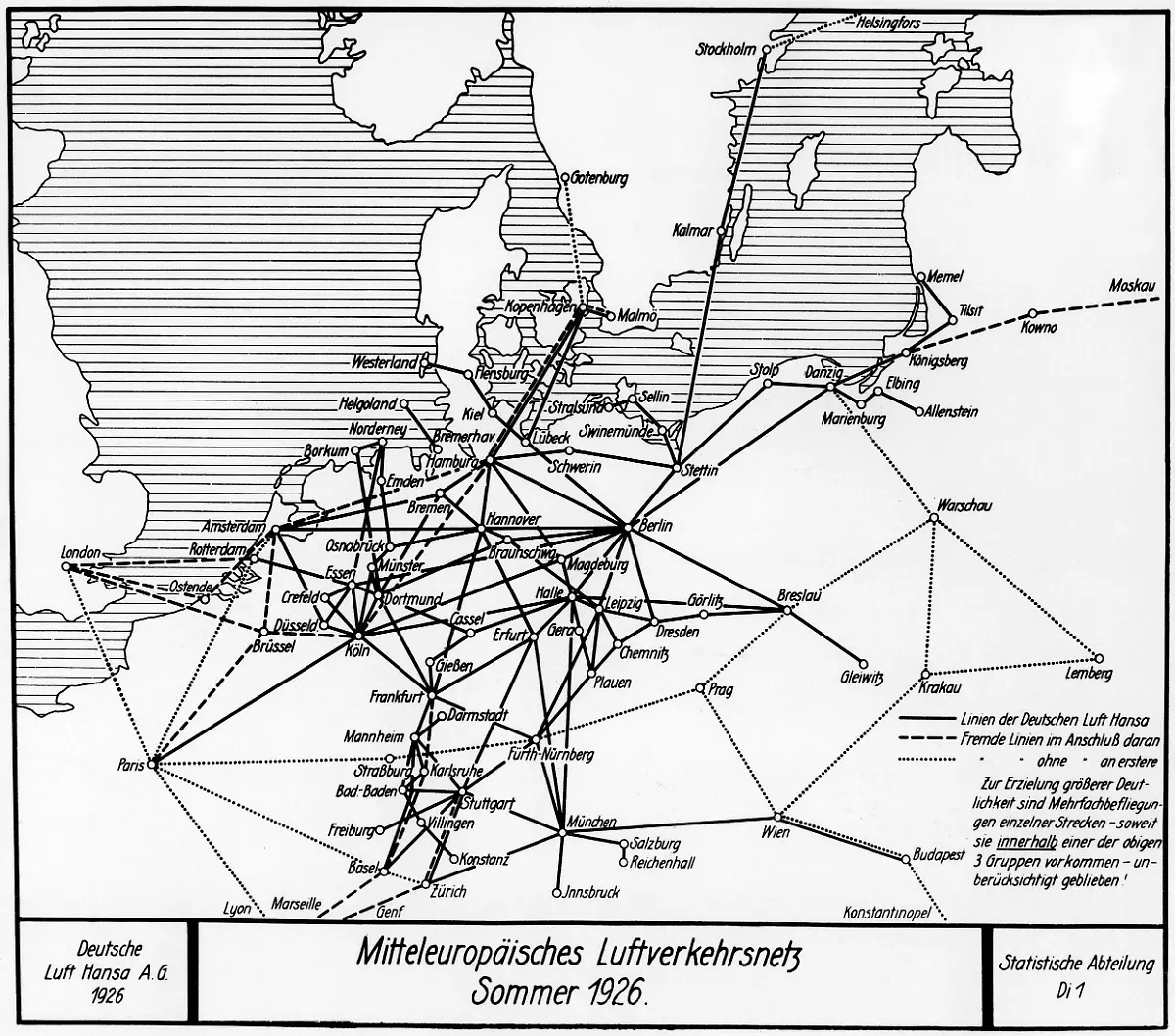Das-Luftverkehrsnetz-in-Mitteleuropa-im-Sommer-1926-Die-durchgezogenen-Linien-markieren-Strecken-der-Lufthansa-Aufnahmedatum-01-01-1926-31-12