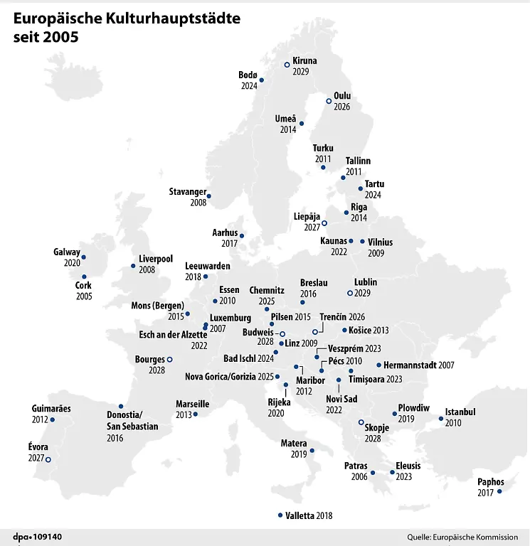 Grafik-Karte-Nr-109145-Hochformat-160-x-165-mm-Europaeische-Kulturhauptstaedte-seit-2005-Redaktion-J-Schneider-Grafik-F
