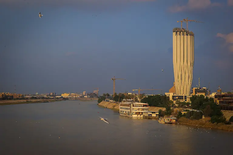 BAGHDAD-IRAQ-FEBRUARY-25-The-construction-of-Central-Bank-of-Iraq-building-latest-project-of-renowned-Iraqi-origin-architect-Zaha-Hadid-continues-by-a-Turkish-company-in-Baghdad-Iraq-on-February-25-2024
