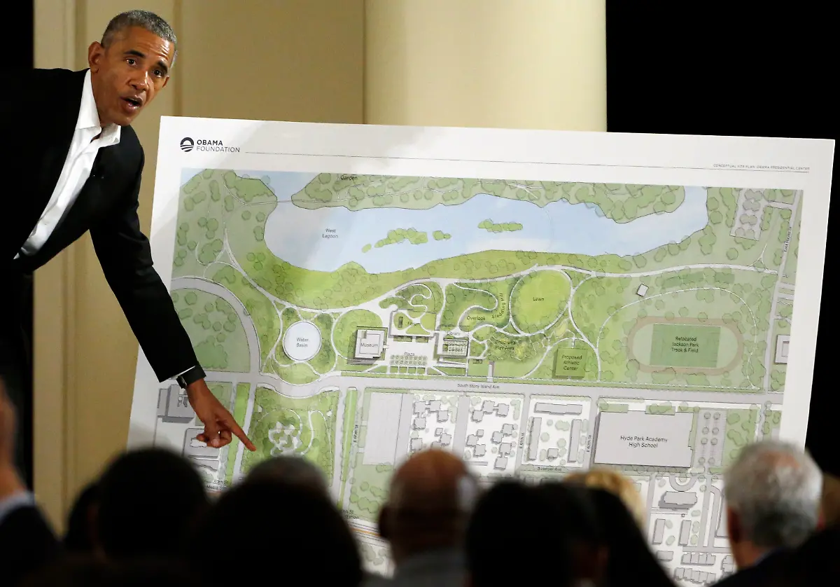 FILE-In-this-May-3-2017-file-photo-former-President-Barack-Obama-speaks-at-a-community-event-on-the-Presidential-Center-at-the-South-Shore-Cultural-Center-in-Chicago-Construction-of-the-Obama-Presidential-Center-in-Chicago-will-move-forward-this-year-after-a-four-year-federal-review-and-other-delays-officials-said-Wednesday-Feb-3-2021-AP-Photo-Nam-Y