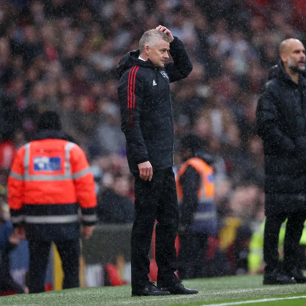 Nov-6th-2021-Manchester-UK-Manchester-United-v-Manchester-City-Manchester-United-Manager-Ole-Gunnar-Solksjaer-in-the-Premier-League-at-Old-Trafford