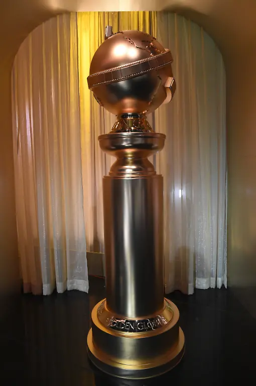 A-replica-of-a-Golden-Globe-statue-appears-during-the-82nd-Golden-Globes-press-preview-on-Thursday-Jan-2-2025-at-the-Beverly-Hilton-in-Beverly-Hills-Calif