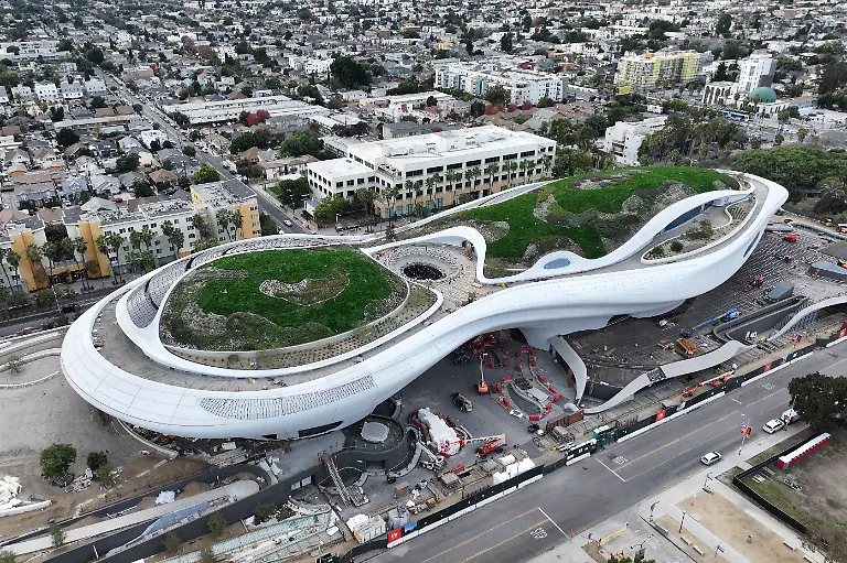 A-general-overall-aerial-view-of-the-Lucas-Museum-of-Narrative-Arts-Friday-Nov-29-2024-in-Los-Angeles