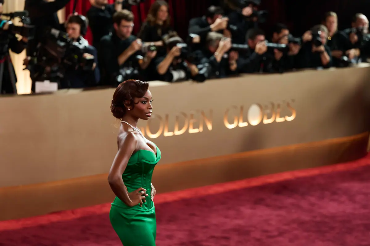 January-12-2026-Los-Angeles-California-USA-OLANDRIA-CARTHEN-walking-the-Red-carpet-of-the-83rd-annual-edition-of-the-Golden-Globes-in-Los-Angels-at-the-Beverly-Hilton-Hotel