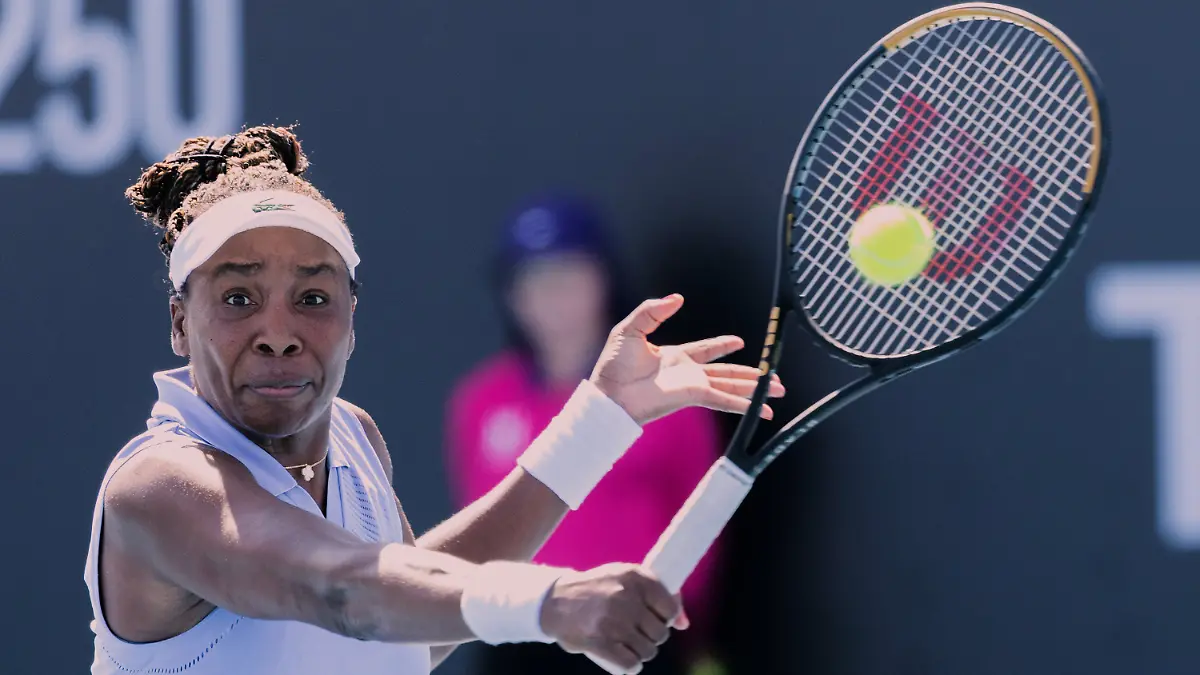 Venus-Williams-of-the-United-States-plays-a-backhand-return-during-her-match-against-Tatjana-Maria-of-Germany-at-the-Hobart-International-tennis-tournament-in-Hobart-Australia-Tuesday-Jan-13-2026
