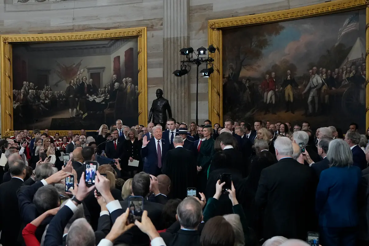 Donald-Trump-is-sworn-in-as-the-47th-president-of-the-United-States-by-Chief-Justice-John-Roberts-as-Melania-Trump-holds-the-Bible-during-the-60th-Presidential-Inauguration-in-the-Rotunda-of-the-U-S-Capitol-in-Washington-Monday-Jan-20-2025
