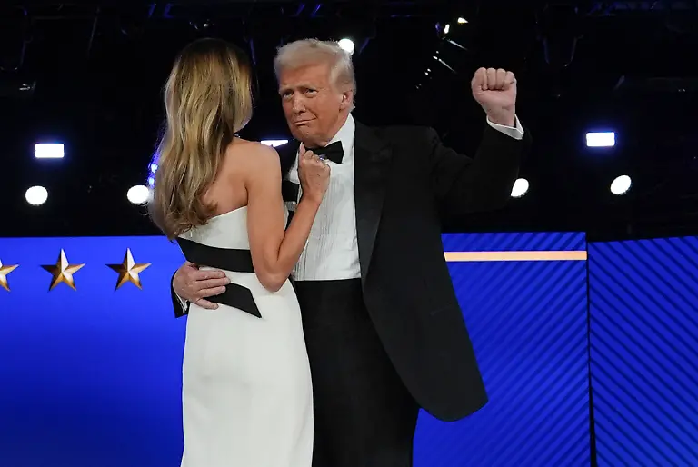 President-Donald-Trump-and-first-lady-Melania-Trump-dance-at-the-Liberty-Ball-part-of-the-60th-Presidential-Inauguration-Monday-Jan-20-2025-in-Washington