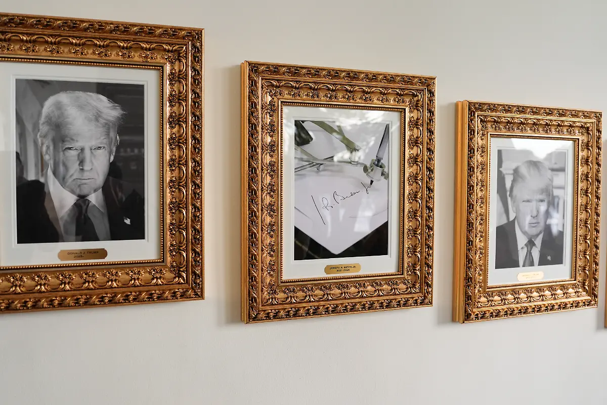 Images-of-United-States-President-Donald-J-Trump-and-an-autopen-signature-of-former-US-President-Joe-Biden-displayed-on-the-Presidential-Walk-of-Fame-along-the-Colonnade-of-the-White-House-in-Washington-DC-US-on-Friday-September-26-2025-Trump-s-plan-to-impose-a-100-tariff-on-branded-drug-imports-was-greeted-with-a-shrug-by-many-investors-who-are-betting-his-exemptions-for-companies-with-US-manufacturing-will-soften-any-blow