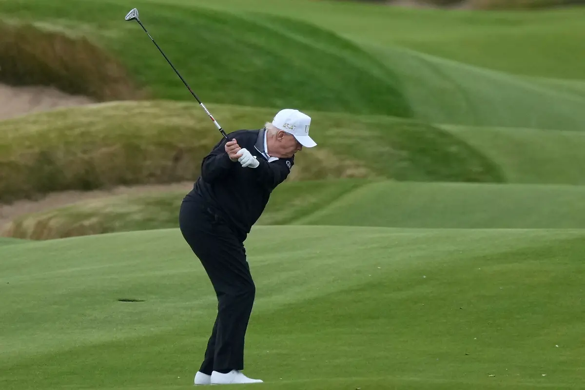 President-Donald-Trump-plays-golf-after-attending-the-opening-ceremony-for-Trump-International-Golf-Links-near-Aberdeen-Scotland-Tuesday-July-29-2025