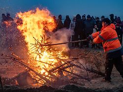 Mecklenburg-Vorpommern: Tannenbäume brennen am Strelasund mit einer Woche Verspätung