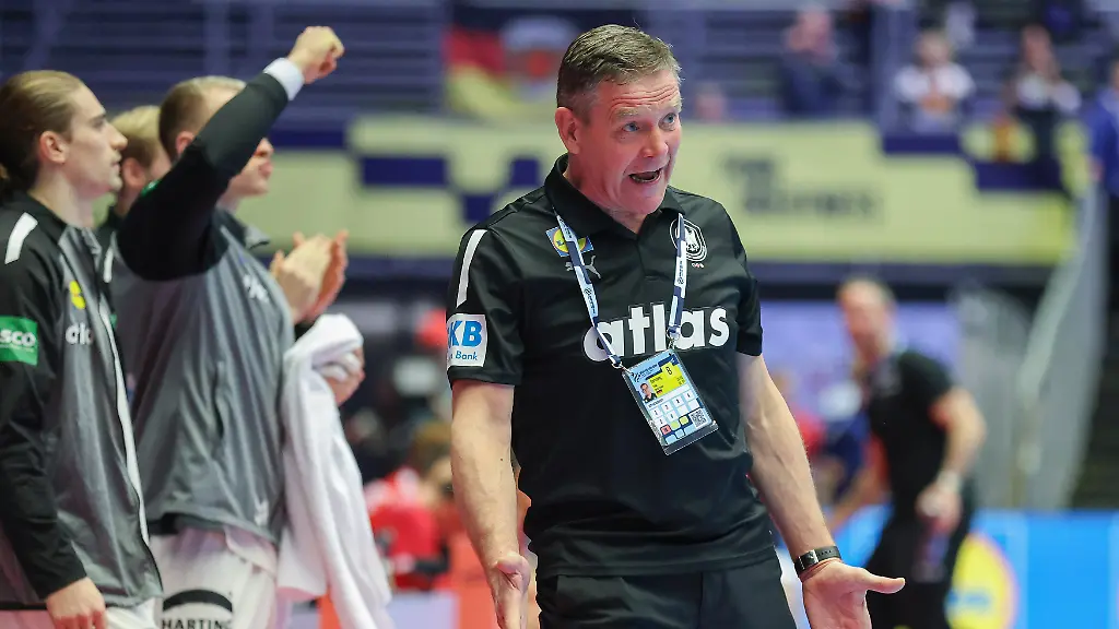 Deutschland-Oesterreich-EHF-EM-2026-Trainer-Alfred-Gislason-Deutschland-Handball-EHF-Europameisterschaft-Laenderspiel-zwischen-Deutschland-und-Oesterreich-am-15-Januar-2026-in-Herning-Daenemark
