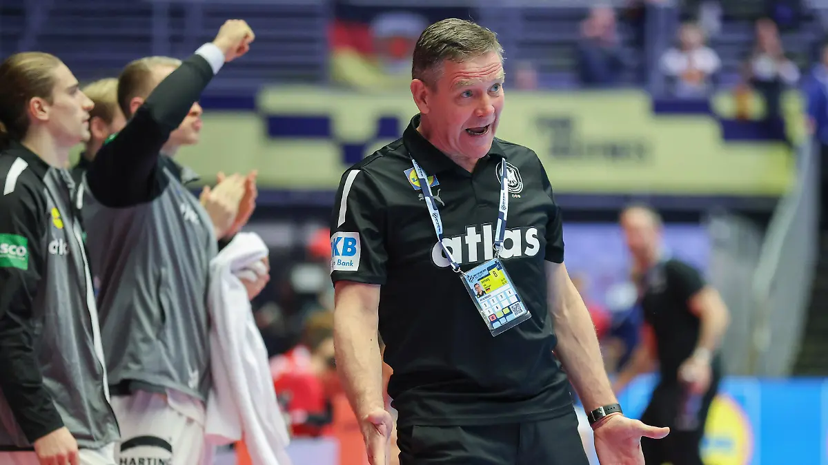Deutschland-Oesterreich-EHF-EM-2026-Trainer-Alfred-Gislason-Deutschland-Handball-EHF-Europameisterschaft-Laenderspiel-zwischen-Deutschland-und-Oesterreich-am-15-Januar-2026-in-Herning-Daenemark