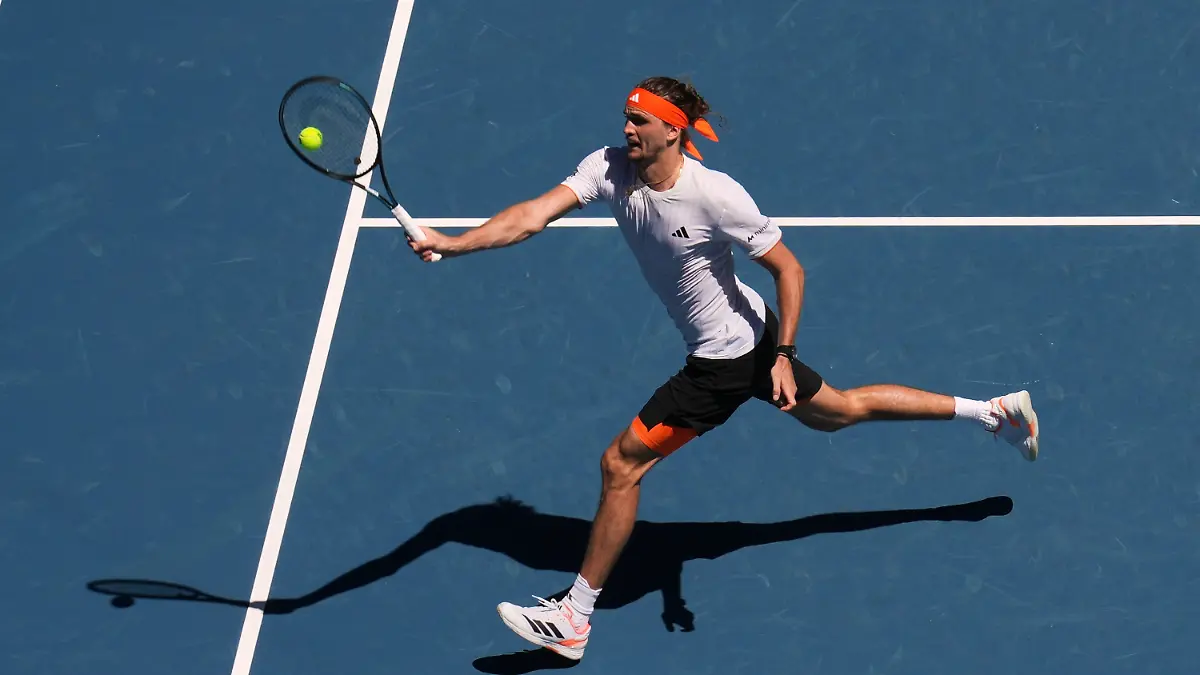 Alexander-Zverev-of-Germany-plays-a-forehand-return-to-Gabriel-Diallo-of-Canada-during-their-first-round-match-at-the-Australian-Open-tennis-championship-in-Melbourne-Australia-Sunday-Jan-18-2026