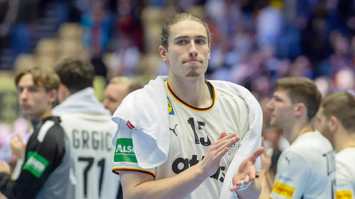Serbien-Deutschland-EHF-Handball-EM-2026-Juri-Knorr-Deutschland-15-Handball-EHF-Europameisterschaft-Laenderspiel-zwischen-Serbien-und-Deutschland-am-17-Januar-2026-in-Herning-Daenemark