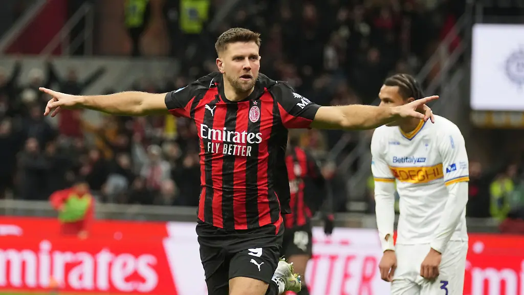 18-01-2026-Italien-Mailand-Fussball-Serie-A-Italien-AC-Mailand-US-Lecce-21-Spieltag-Niclas-Fuellkrug-vom-AC-Mailand-jubelt-nach-seinem-Tor-zum-1-0