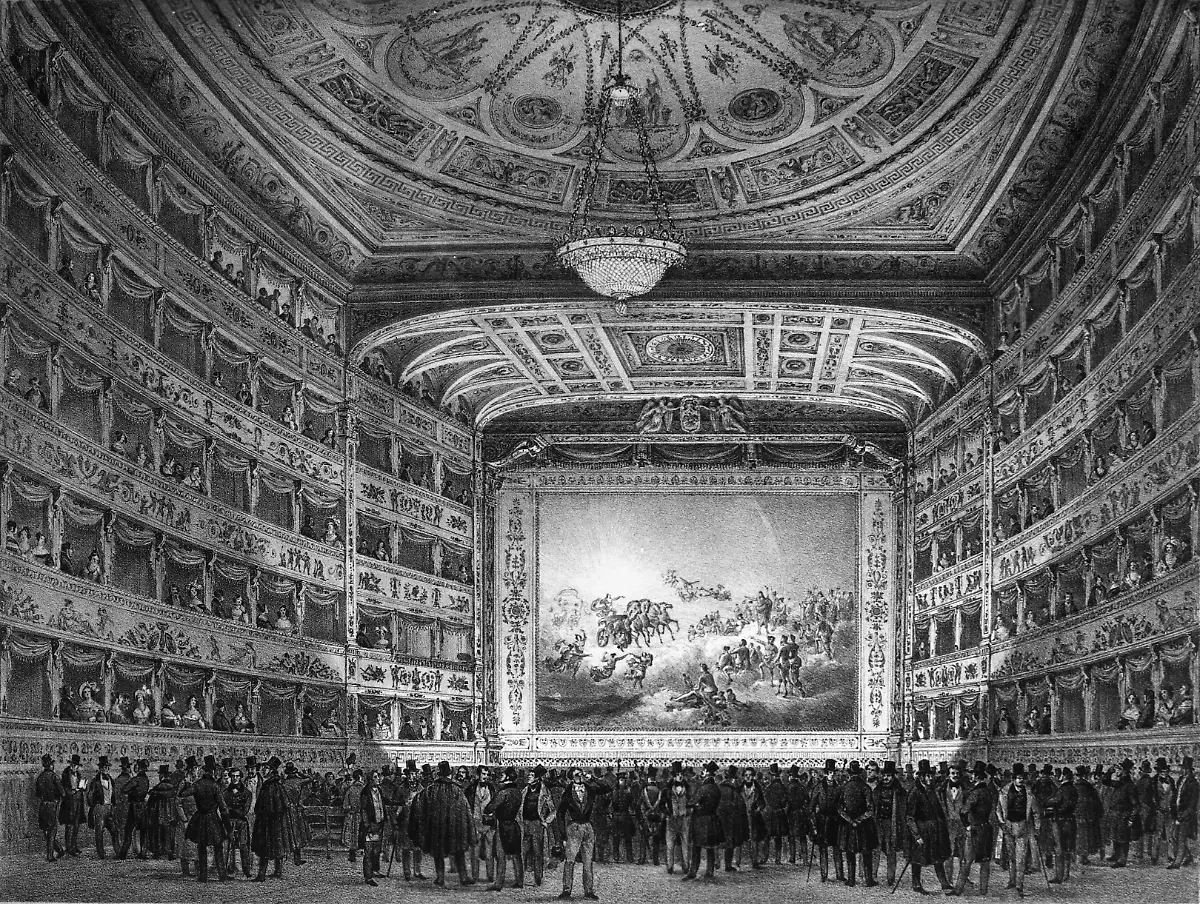 VENICE-TEATRO-LA-FENICE-Interior-of-the-Teatro-La-Fenice-in-Venice-Italy-Line-engraving-1837