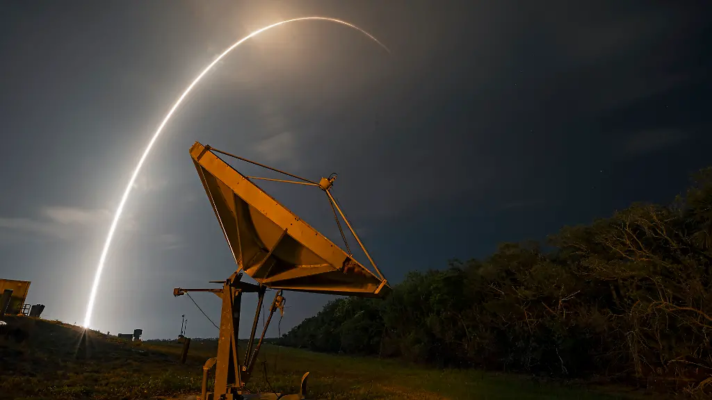 Timed-exposure-of-the-SpaceX-Falcon-9-rocket-as-it-launches-29-of-its-Starlink-Satellites-into-orbit-on-mission-6-84-from-Launch-Complex-39A-at-the-Kennedy-Space-Center-Florida-at-4-54-AM-on-Sunday-May-4-2025