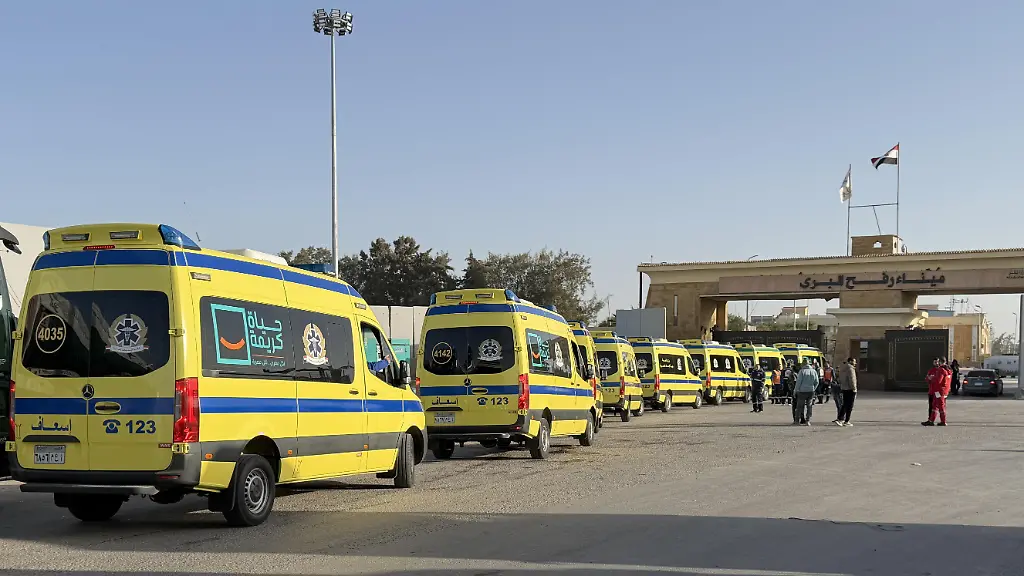 RAFAH-EGYPT-FEBRUARY-1-Ambulances-and-medical-teams-affiliated-with-the-Egyptian-Ministry-of-Health-arrive-at-the-Rafah-Border-Crossing-on-the-Egypt-Gaza-border-standing-by-to-enter-Gaza-to-provide-humanitarian-aid-and-medical-support-if-the-crossing-is-opened-in-Rafah-Egypt-on-February-1-2026-The-Rafah-border-crossing-between-Gaza-and-Egypt-has-been-reopened-as-part-of-a-Aeupilot-operationAeu-after-nearly-two-years-of-closure-according-to-Israeli-media-on-Sunday-morning-The-paper-said-that-Palestinians-who-left-Gaza-during-the-Israeli-war-will-only-be-allowed-to-return-to-the-enclave-through-the-terminal-No-official-statements-were-immediately-issued-by-Israeli-Egyptian-or-Palestinian-authorities-regarding-the-report