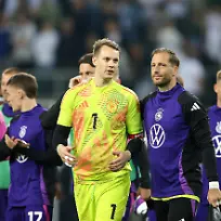 07-06-2024-Fussball-Laenderspiel-Testspiel-2023-24-Deutschland-Griechenland-im-Borussia-Park-Moenchengladbach-L-R-Torwart-Manuel-Neuer-Deutschland-und-Torwart-Oliver-Baumann-Deutschland-DFL-and-DFB-regulations-prohibit-any-use-of-photographs-as-image-sequences-and-or-quasi-video