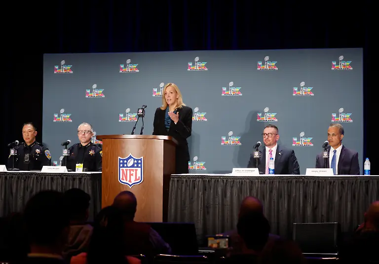 NFL-Chief-Security-Officer-Cathy-Lanier-speaks-at-the-Super-Bowl-LX-public-safety-press-conference-in-the-days-leading-up-to-Super-Bowl-LX-in-San-Francisco-on-Tuesday-February-3-2026-The-New-England-Patriots-will-play-the-Seattle-Seahawks-in-Super-Bowl-LX-at-Levi-s-Stadium-in-Santa-Clara-on-Sunday-February-8-2026