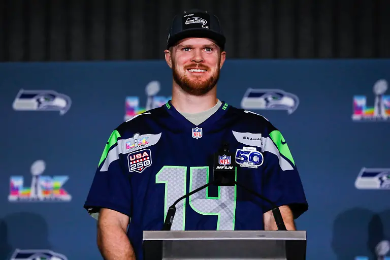 Seattle-Seahawks-v-New-England-Patriots-Super-Bowl-LX-Previews-Wednesday-February-4th-Sam-Darnold-of-the-New-England-Patriots-during-a-press-conference-in-San-Jose-California-Picture-date-Wednesday-February-4-2026-Photo-credit-should-read-Kindell-Buchanan-PA-Wire-RESTRICTIONS-Use-subject-to-restrictions-Editorial-use-only-no-commercial-use-without-prior-consent-from-rights-holder