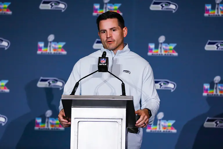 Seattle-Seahawks-v-New-England-Patriots-Super-Bowl-LX-Previews-Wednesday-February-4th-Seattle-Seahawks-Head-Coach-Mike-Macdonald-during-a-press-conference-in-San-Jose-California-Picture-date-Wednesday-February-4-2026-Photo-credit-should-read-Kindell-Buchanan-PA-Wire-RESTRICTIONS-Use-subject-to-restrictions-Editorial-use-only-no-commercial-use-without-prior-consent-from-rights-holder