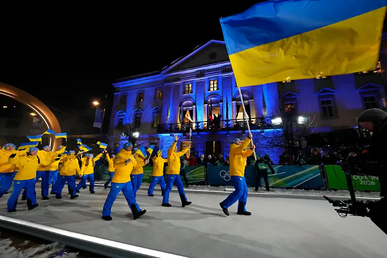Feb-6-2026-Cortina-d-Ampezzo-Italy-The-Ukraine-delegatoin-during-the-Opening-Ceremony-for-the-Milano-Cortina-2026-Olympic-Winter-Games-at-Cortina-City-Centre