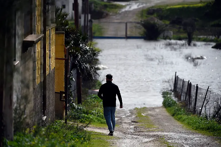 A-man-walks-near-a-flooded-area-at-Las-Pachecas-settlement-in-Jerez-southern-Spain-on-February-5-2026-amid-Storm-Leonardo-Spain-today-lifted-its-highest-weather-alert-for-torrential-rain-in-the-southern-region-of-Andalusia-where-a-woman-went-missing-a-day-after-the-storm-killed-one-in-Portugal-Storm-Leonardo-dumped-more-than-40-centimetres-15-inches-of-rain-in-some-Andalusian-districts-yesterday-forcing-the-evacuation-of-thousands-paralysing-rail-and-road-transport-and-shutting-schools-The-downpours-which-came-after-a-storm-killed-five-people-and-left-hundreds-injured-in-neighbouring-Portugal-last-week-are-examples-of-extreme-weather-that-scientists-say-climate-change-is-worsening