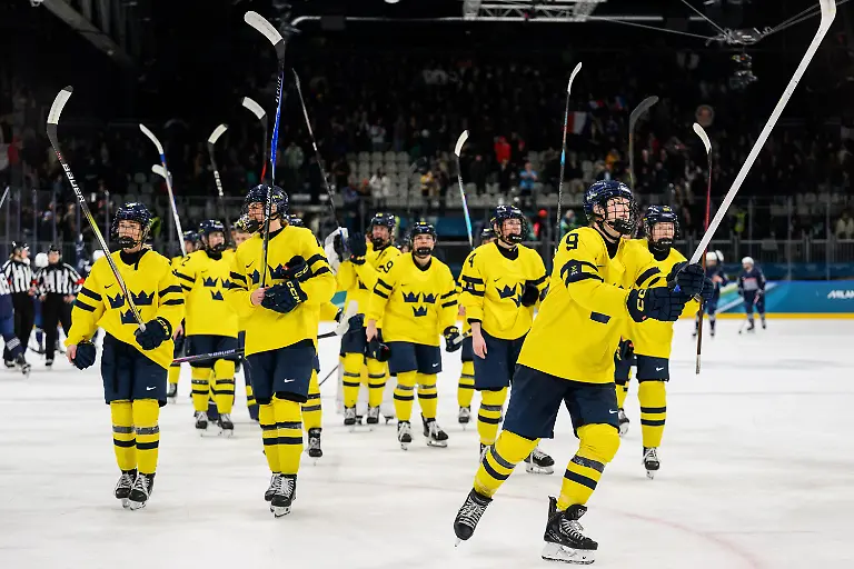 260208-Jessica-Adolfsson-of-Sweden-celebrates-after-the-women-s-ice-hockey-game-between-France-and-Sweden-during-day-2-of-the-2026-Winter-Olympics-on-February-8-2026-in-Milan