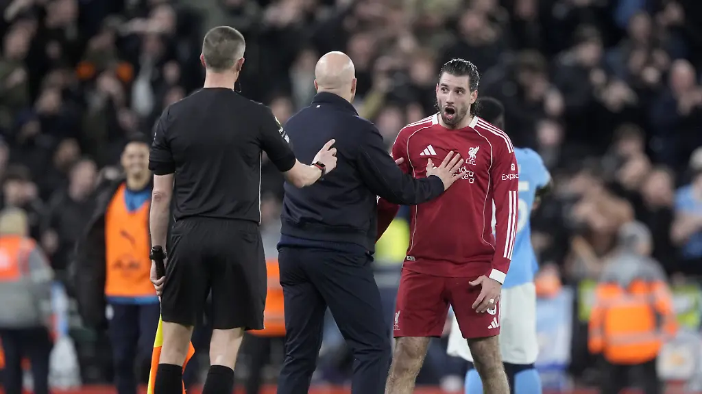 Liverpool-v-Manchester-City-Premier-League-Anfield-Liverpool-s-Dominik-Szoboszlai-reacts-to-the-referee-s-decision-during-the-Premier-League-match-at-Anfield-Liverpool-Picture-date-Sunday-February-8-2026-Photo-credit-should-read-Peter-Byrne-PA-Wire-RESTRICTIONS-EDITORIAL-USE-ONLY-No-use-with-unauthorised-audio-video-data-fixture-lists-club-league-logos-or-live-services-Online-in-match-use-limited-to-120-images-no-video-emulation-No-use-in-betting-games-or-single-club-league-player-publications