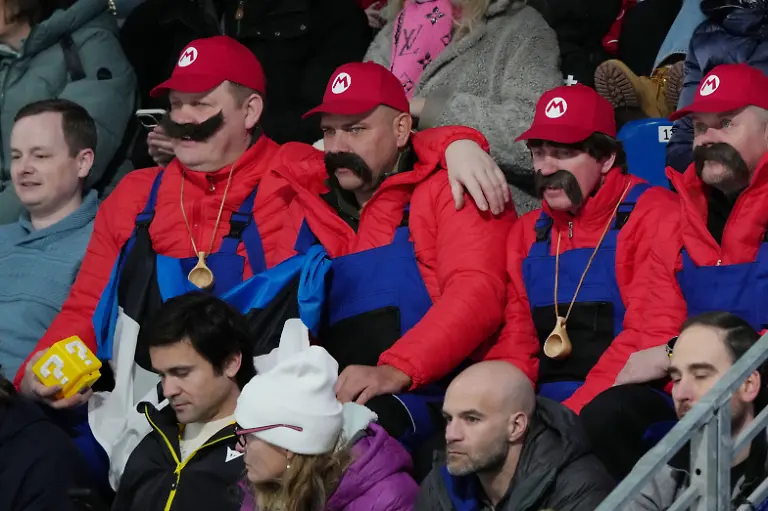 Olympics-Curling-Mixed-Doubles-Round-Robin-Feb-9-2026-Cortina-d-Ampezzo-Italy-Fans-dressed-as-Mario-watch-a-curling-mixed-doubles-match-during-the-Milano-Cortina-2026-Olympic-Winter-games-Winterspiele-Spiele-Summer-games-at-Cortina-Curling-Olympic-Stadium