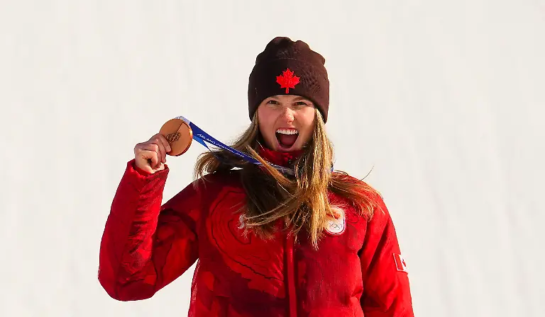 February-9-2026-Livigno-Italy-Megan-Oldham-of-Canada-reacts-after-winning-the-bronze-medal-in-the-women-s-freeski-slopestyle-final-at-the-Milano-Cortina-2026-Winter-Olympic-Games-in-Livigno-Italy-on-Monday-Feb-9-2026