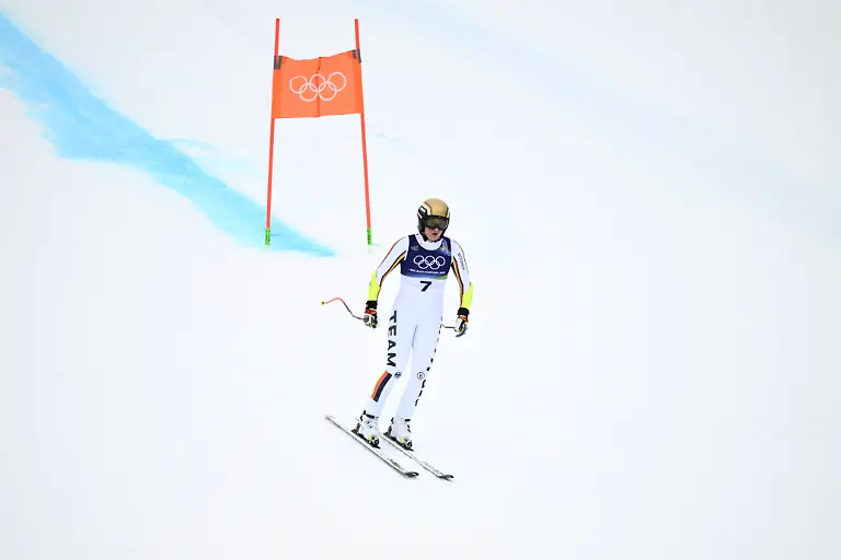 Cortina-ITALY-20260212-Emma-Aicher-Germany-skied-during-the-women-s-Super-G-in-Cortina-during-the-Winter-Olympics-in-Milan-Cortina-Italy-The-image-is-included-in-the-SPORTS-PACKAGE