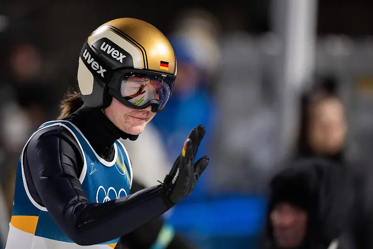 260215-Agnes-Reisch-of-Germany-after-competing-in-the-womens-large-hill-individual-Ski-jumping-Skispringen-Ski-nordisch-during-day-9-of-the-2026-Winter-Olympics-on-February-15-2026-in-Predazzo