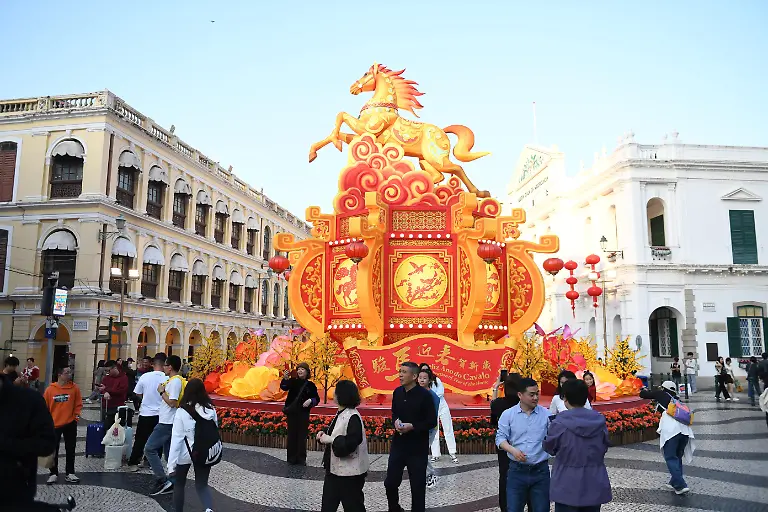 CHINESE-MAINLAND-HONG-KONG-MACAU-AND-TAIWAN-OUT-Decorations-featuring-galloping-horses-are-installed-across-Macau-to-celebrate-the-upcoming-Lunar-New-Year-of-the-Horse-Macau-China-13-February-2026